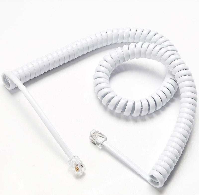Comtrue Telephone Cord, Phone Cord,Handset Cord, White, 2 Pack, Universally Compatible - Image 1